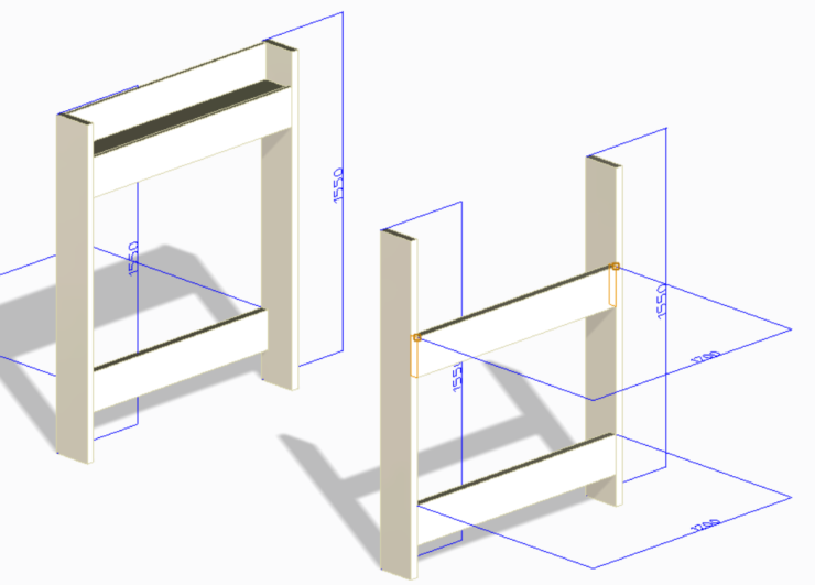 DIYロフトベッドの脚部の設計図