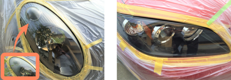 記念変化のヘッドライトDIYリペア　クリア塗装後の状態