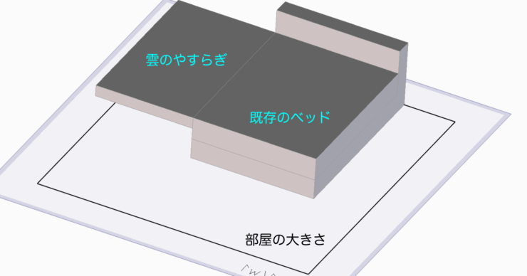 セミダブル　ベッドフレーム作成　部屋のモデリング