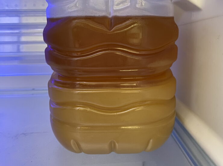 揚げ油のろ過 料理後の油を冷やしてみた後