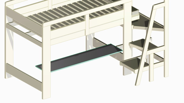 ロフトベッド下に座卓を設置して多目的スペースに。　設計はじめ